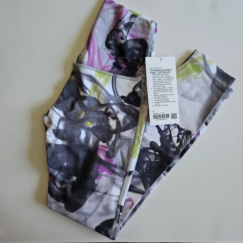 Lululemon throwback Align HR Pant 25" Unicorn Throwback White Multi 2 NWT